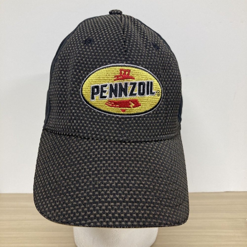 Pennzoil Black Yelllow Patch Tweed Racing Cars Baseball Cap Hat Adjustable